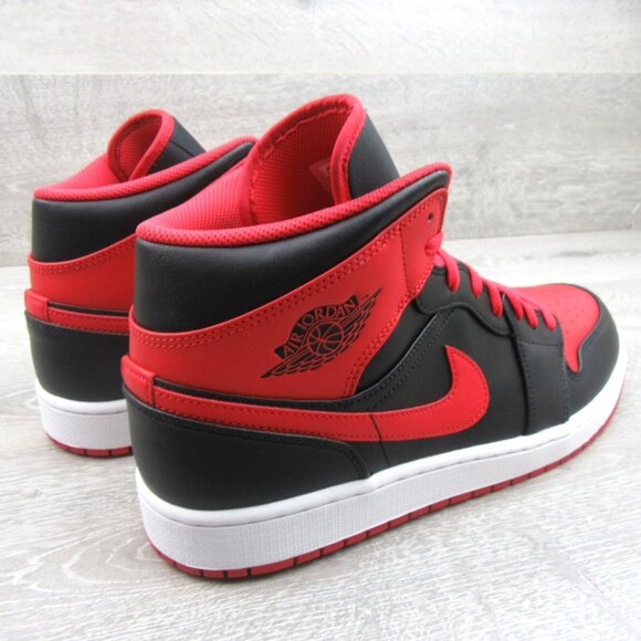 Air Jordan 1 Mid Alternate Bred Sneakers Men's Size 13 Black Red NEW - Picture 7 of 16